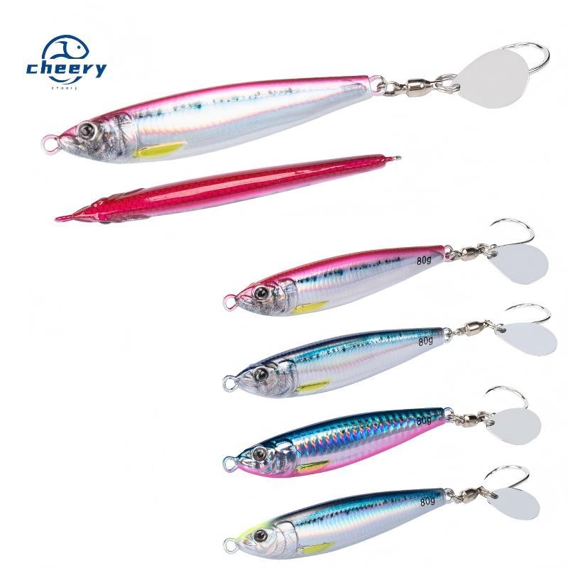 CHEERY 40g 60g 80g Saltwater Fishing Metal Jigging Bait Fast Sinking Jigbait Artificial Hard Metal Jig Lure with Hook – Metal Lure – view 1