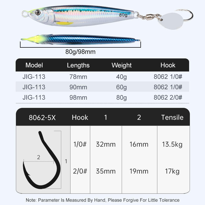 CHEERY 40g 60g 80g Saltwater Fishing Metal Jigging Bait Fast Sinking Jigbait Artificial Hard Metal Jig Lure with Hook – Metal Lure – view 2