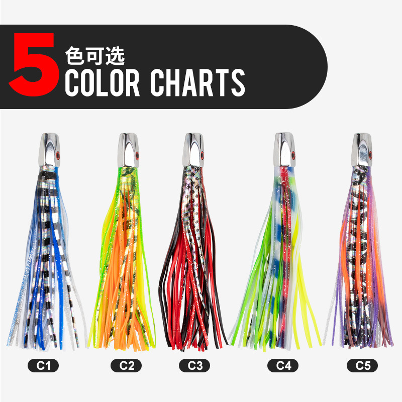 CHEERY High Quality Soft Fishing Lure Saltwater Octopus Metal Trolling Lures Big Game Fishing Marlin Tuna Trolling Lure – Octopus Skirt – view 3
