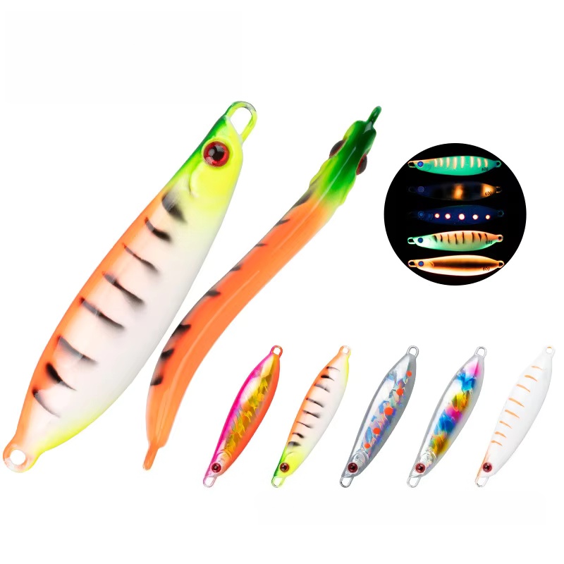 Sea Fishing Small Iron Plate S Biomimetic Snake Shaped Iron Plate Sea Bass Cod Night Light Boat Fishing Iron Plate Bait – Soft Lure – view 1