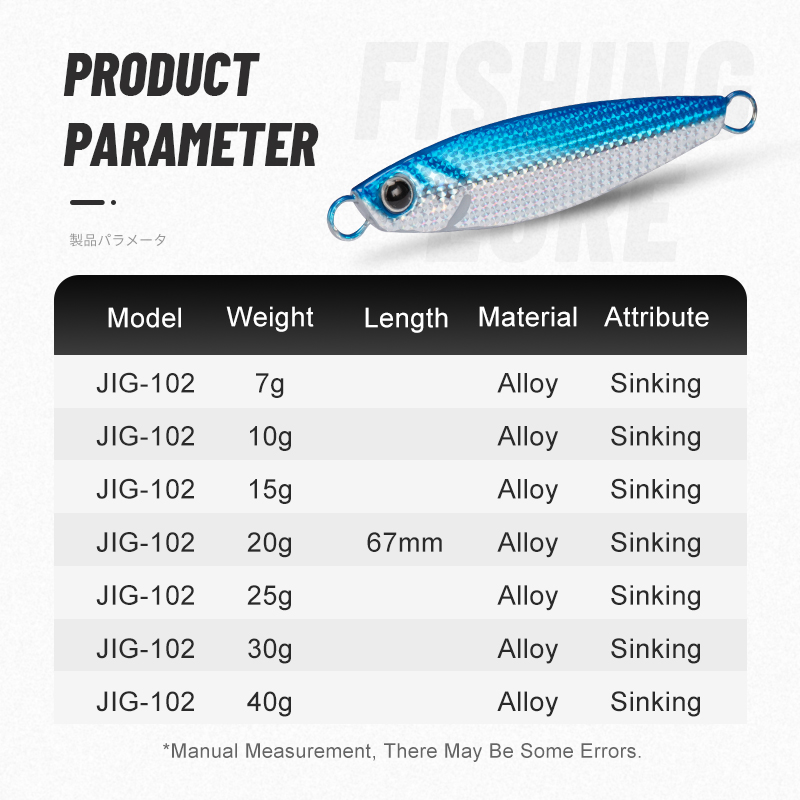 J102 7g 10g 15g 20g 25g 30g 40g Handmade Small Bait Game Micro Jig Lures TEASER Fishing Metal Jig Fish Lure – Metal Lure – view 2
