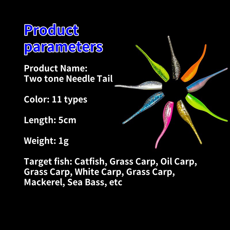 1g 5cm Needle Tail Soft Plastics Lures Jig Soft Plastic Fishing Lure Saltwater Freshwater Fish Bionic Bait – Worms & Grubs – view 2