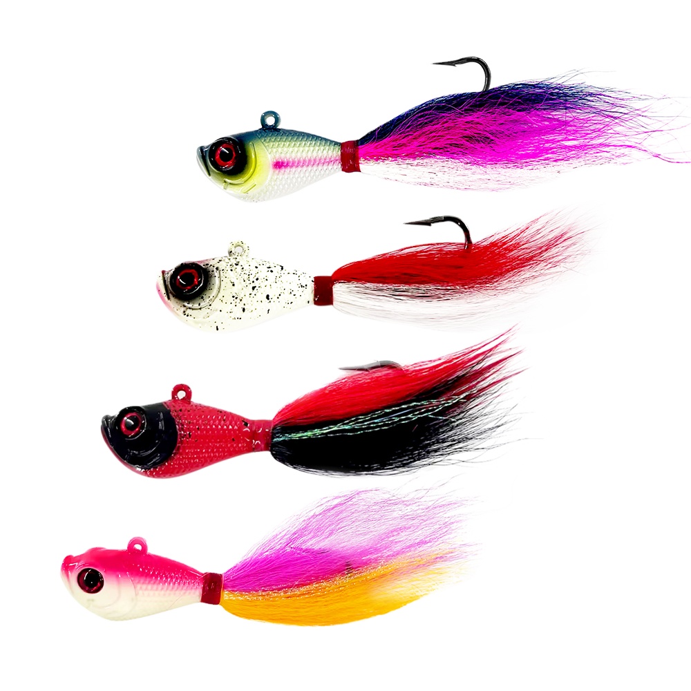 168g 6oz Heavy Metal Lure Jig Lead Head Real Feather Saltwater SWIMBAIT Bucktail for Sea Fishing Trout – Metal Lure – view 1