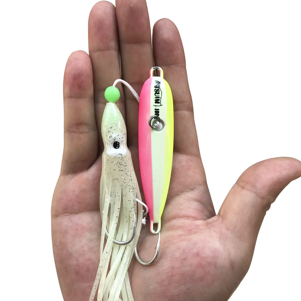 80g Luminous Fishing Octopus Squid Shrimp Jig Lure Treble Hook Silicone Skirt Trolling Hard Lure – Octopus Skirt – view 5
