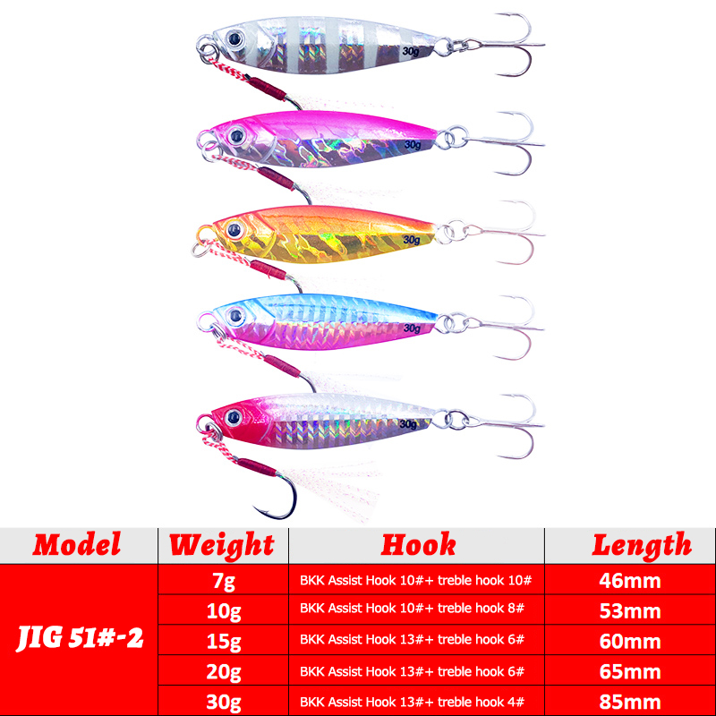 Cheery J51 Micro Jig Lures 7g 10g 15g 20g 30g Metal Jig Spoon with Hooks Lead Fish Lure for Saltwater Fishing Small Bait – Metal Lure – view 3
