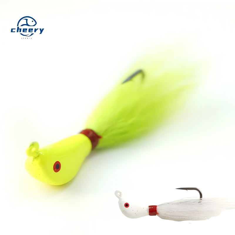 Cheery Hot Sale 10g 3/8oz Holographic Bucktail Jig Kit Blackfish Tog Bucktails Crab Lead Sinker Black Nickel Hook Fishing Lure – Metal Lure – view 1