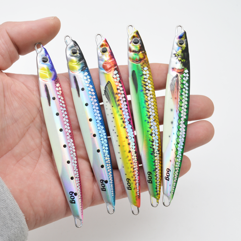 60g 3D Printed Mackerel Needle Speed Scale Saltwater Jigging Lure Vertical Metal Jig Luminous Uv Glow pink – Metal Lure – view 1
