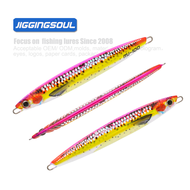 60g 3D Printed Mackerel Needle Speed Scale Saltwater Jigging Lure Vertical Metal Jig Luminous Uv Glow pink – Metal Lure – view 2