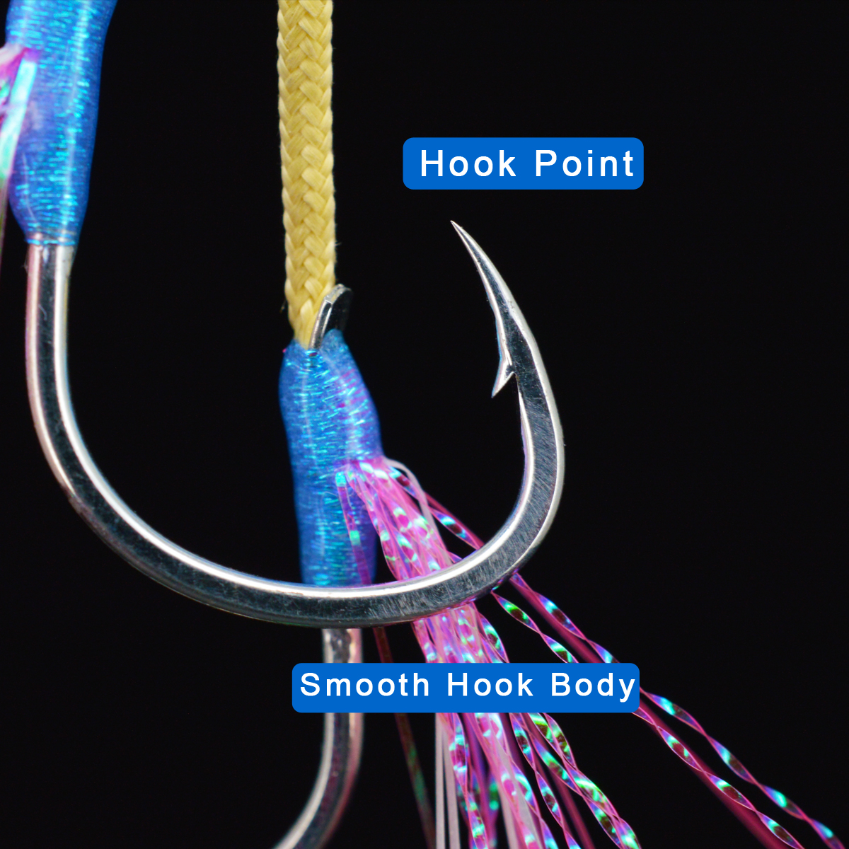 AIH03-Double Assist Jigging Hooks,high Quality Carbon Steel Sea Fishing Hook,kevlar Line,super Strong,Luminous Silk with Epoxy – Metal Lure – view 4