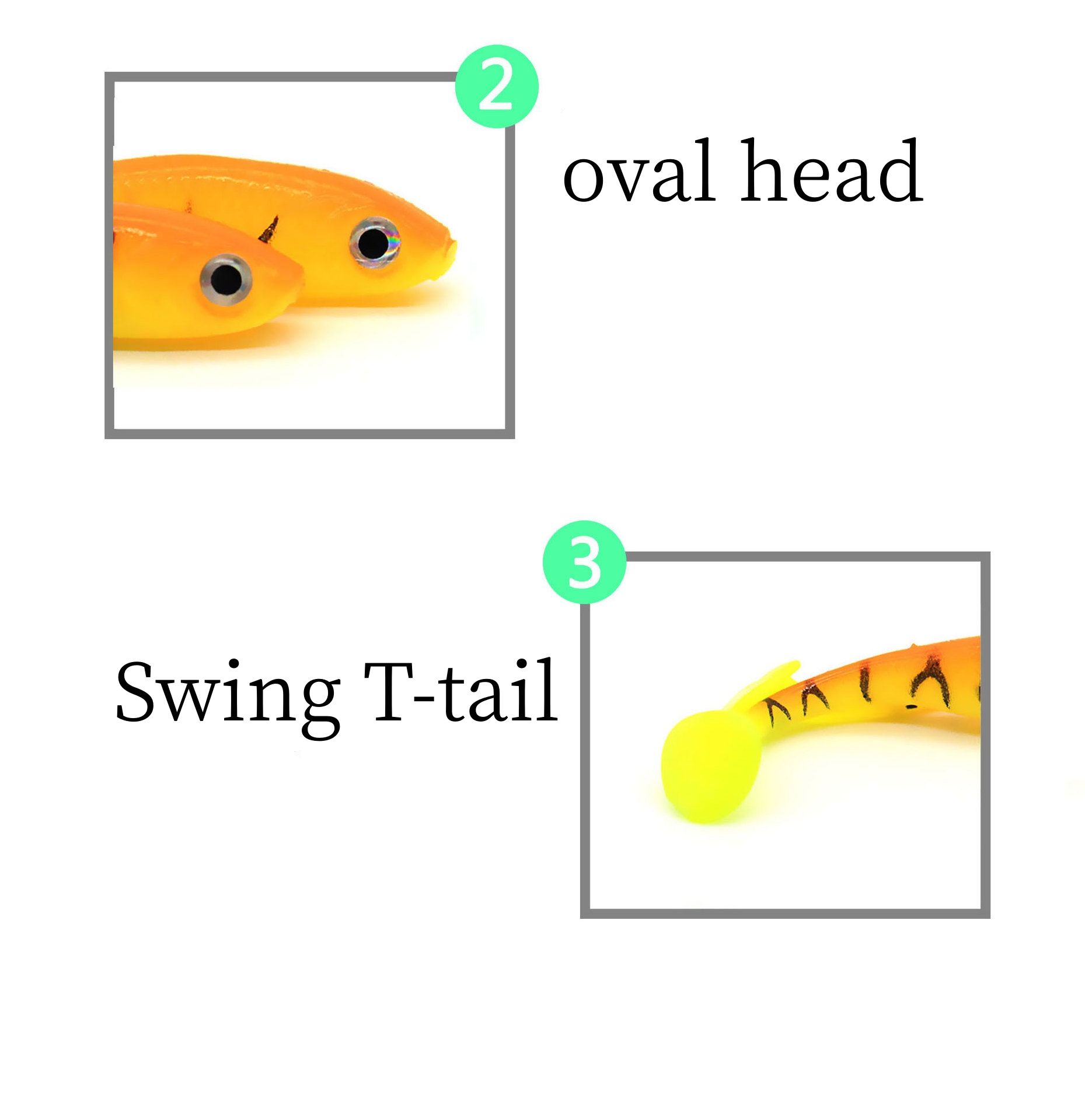 Cheery WT30 T-tail Soft Fishing Lures 7cm/2.1g Shad Artificial Soft Bait Jig Head Fishing Silicon Rubber Soft Bait – Worms & Grubs – view 2