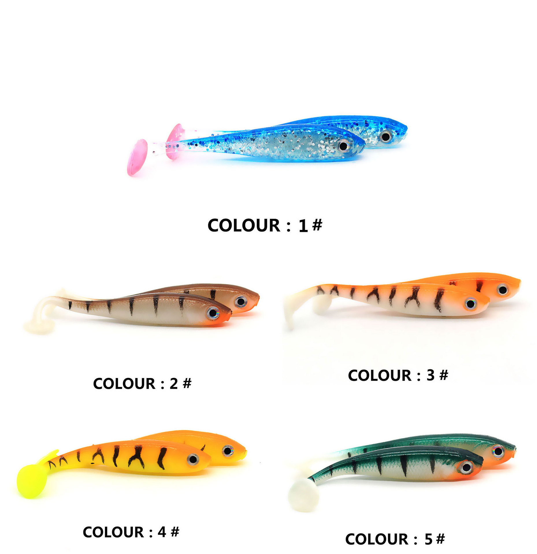 Cheery WT30 T-tail Soft Fishing Lures 7cm/2.1g Shad Artificial Soft Bait Jig Head Fishing Silicon Rubber Soft Bait – Worms & Grubs – view 3