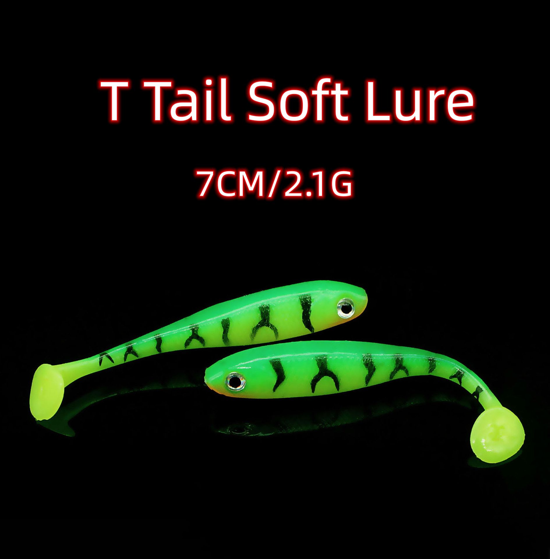 Cheery WT30 T-tail Soft Fishing Lures 7cm/2.1g Shad Artificial Soft Bait Jig Head Fishing Silicon Rubber Soft Bait – Worms & Grubs – view 5