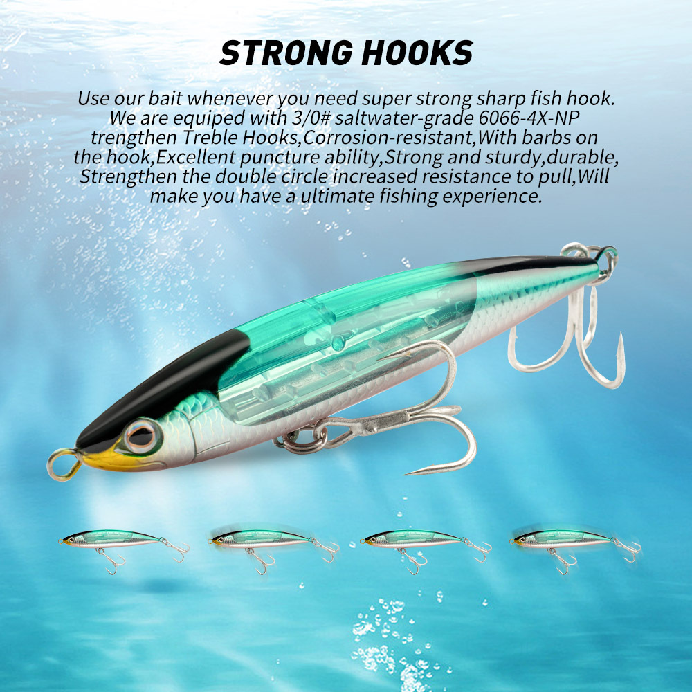 15cm 70g Top Water Fish Baits Walk the Dog Fishing Lure Spook Lure for Fishing Baits Sinking Pencil Lures Treble Hook – Metal Lure – view 4