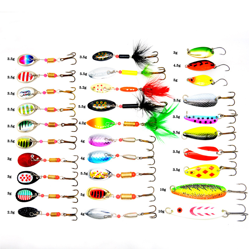 CHEERY Fishing Lures Kit Set Spinnerbait for Bass Trout Walleye Salmon Assorted Metal Hard Lures Inline Spinner Baits 10pcs Kit – Metal Lure – view 3