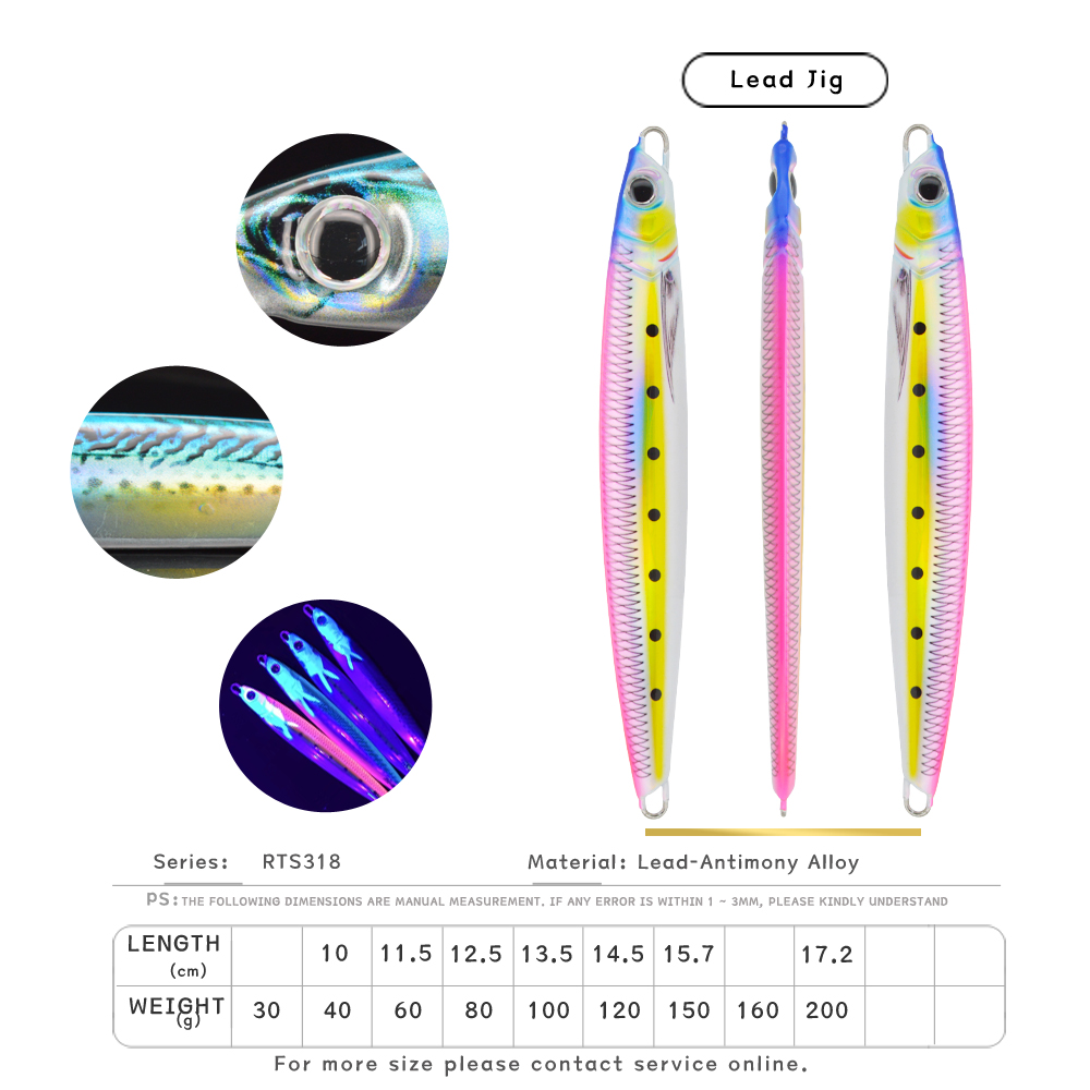40G 60G 80G 100G 120G 150G SALTWATER SEA FISHING HARD FISHING LURE FAST JIGGING FISHING LURE METAL JIG RIVER – Metal Lure – view 2