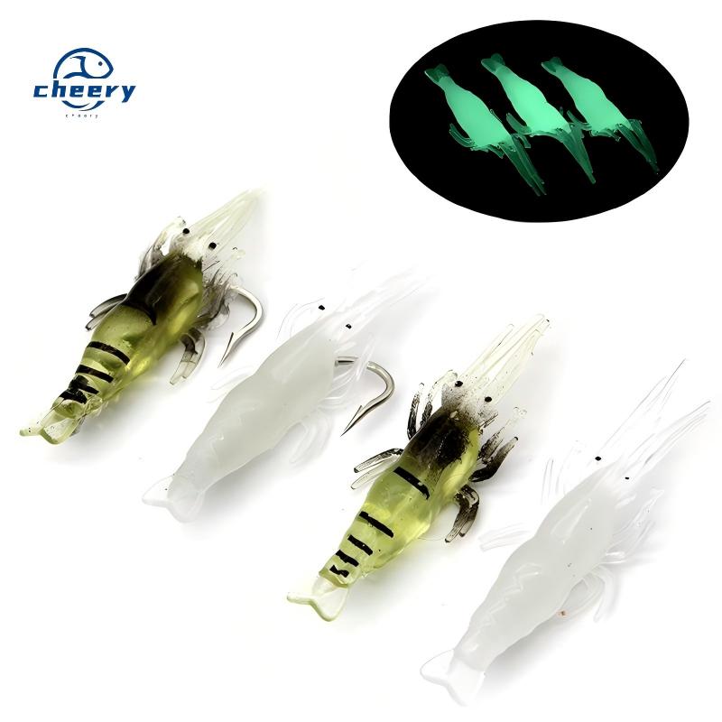 Cheery 4cm 1g Silicone Artificial Soft Shrimp Lure for Bass-Top/Mid/Bottom Baits Hookless for Stream Lake & Ocean Fishing – Worms & Grubs – view 1