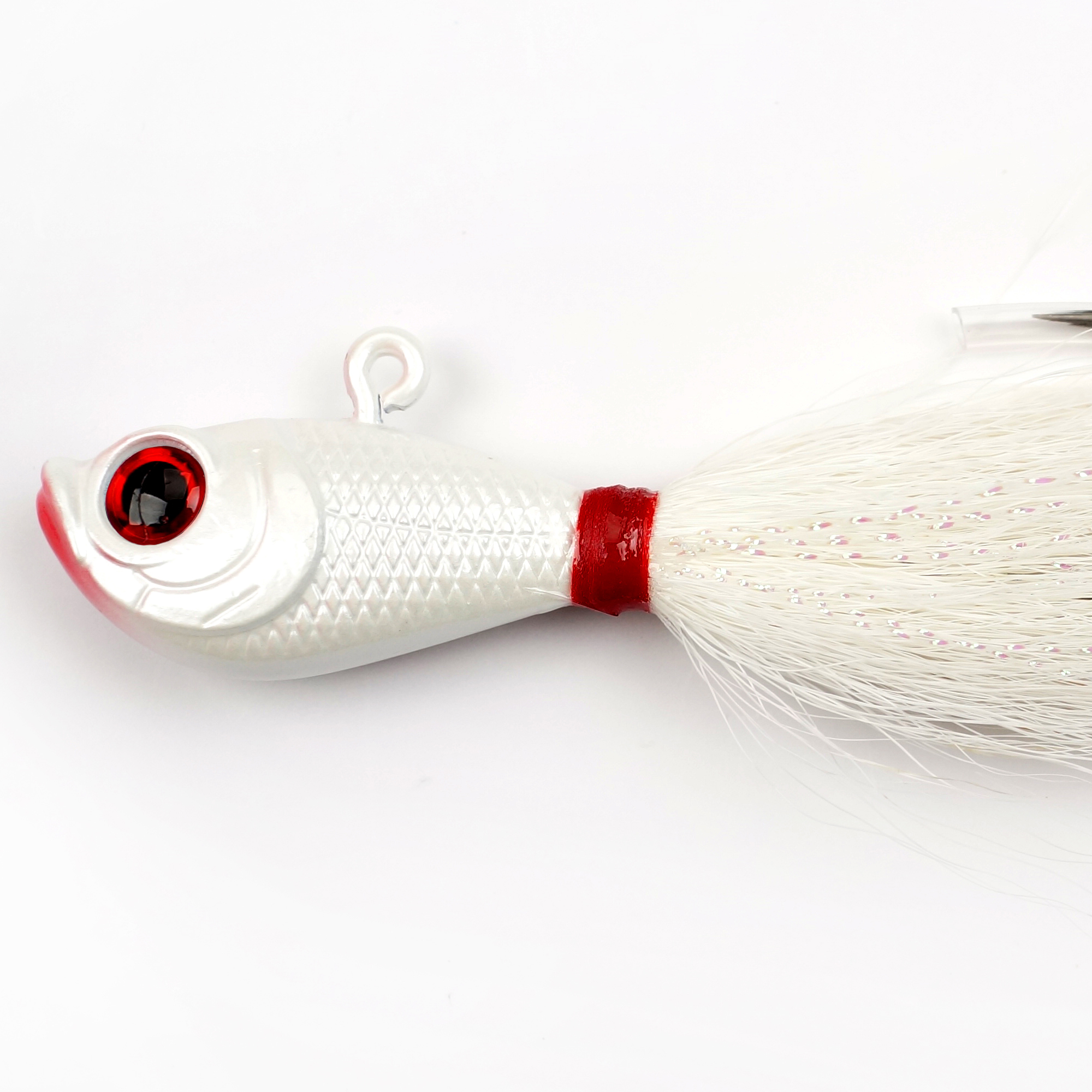 2oz 56G Tackle Mylar Series Bucktails Pearl White Metal Jig Head with Deer Hair Hand Tied – Metal Lure – view 1