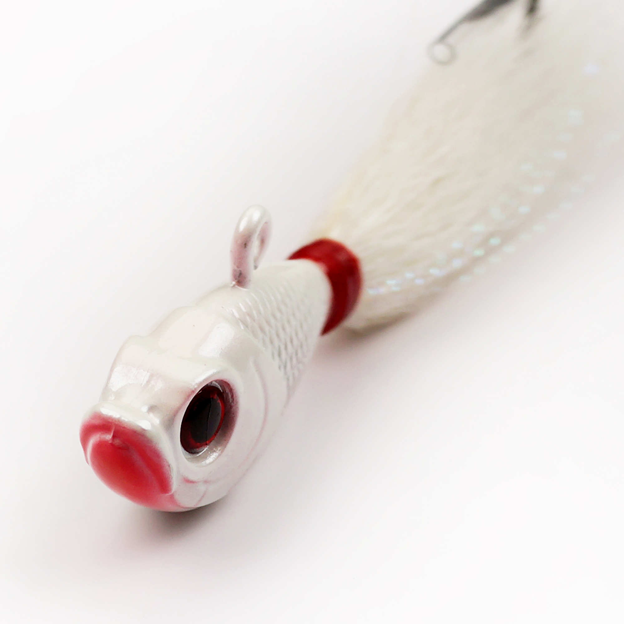 2oz 56G Tackle Mylar Series Bucktails Pearl White Metal Jig Head with Deer Hair Hand Tied – Metal Lure – view 3