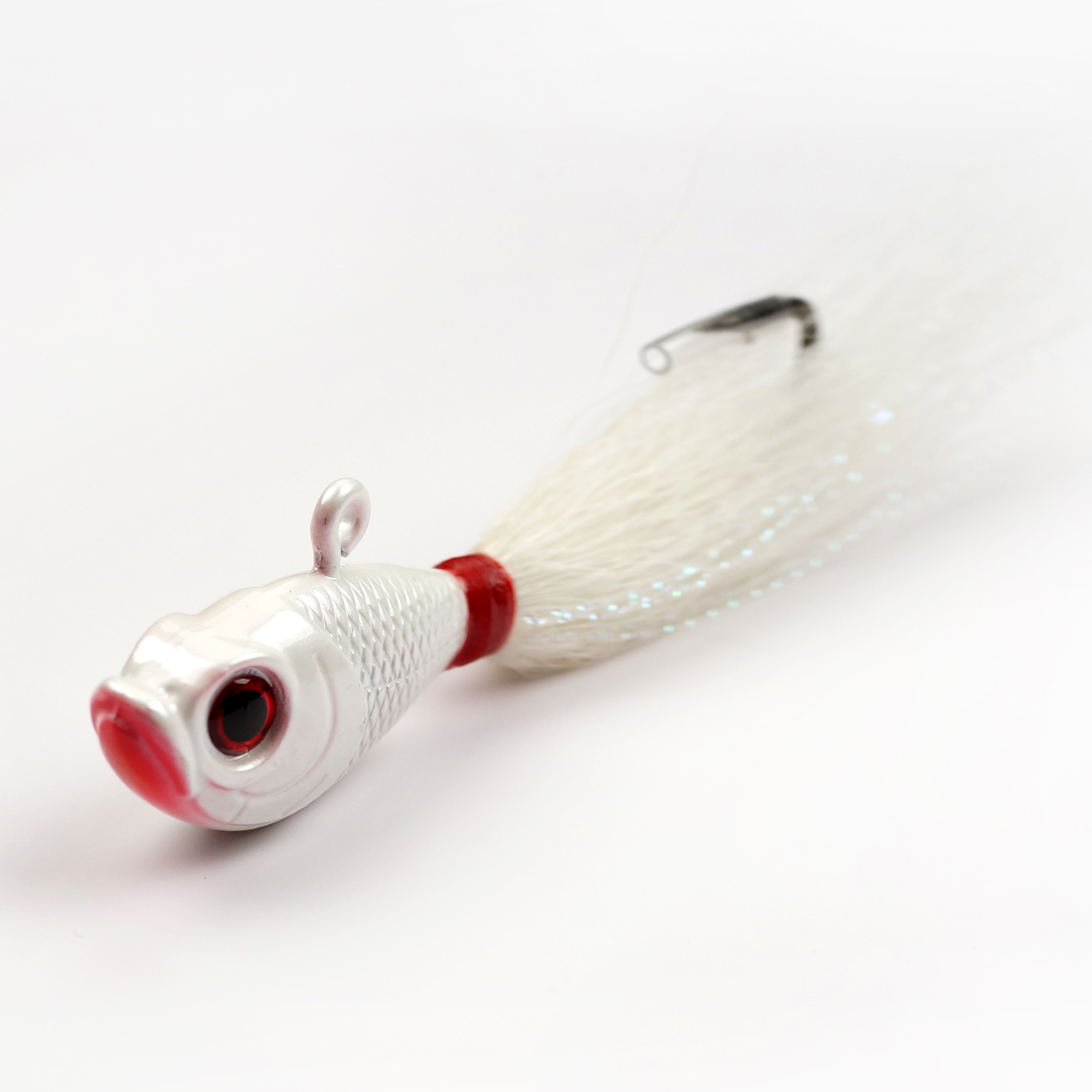 2oz 56G Tackle Mylar Series Bucktails Pearl White Metal Jig Head with Deer Hair Hand Tied – Metal Lure – view 2