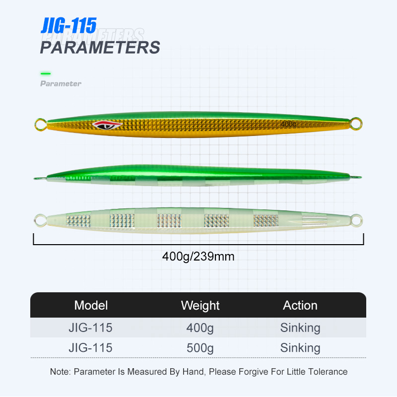 J115 400g 500g Metal Jig Lure Speed Slow Jigging Lure UV Glow Saltwater Fishing Jigging Lure Deep Sea Fishing – Metal Lure – view 3