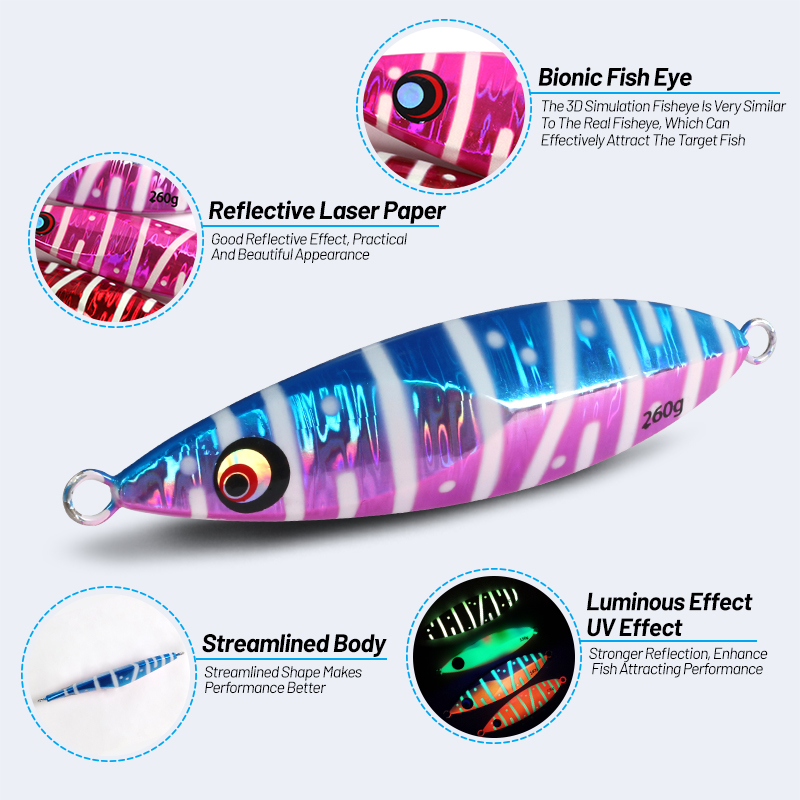 150g Slow Fall Sinking Jigging Lures Twin Assist Hooks Luminous Hard Bait Metal Jigs Saltwater Fishing Lure – Metal Lure – view 5