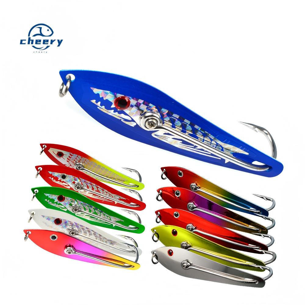 CHEERY Silicone Fishing Spoon Lure Artificial Hard Bait for Bream Salmon Sea Bass-Trolling Fishing Without Hooks – Metal Lure – view 1