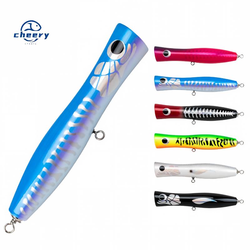 CHEERY WD130 21.9cm/120g Topwater Saltwater Wood Popper Fishing Lure Wooden Popper Trolling Bait Boat Fishing Hard Wobbler Lures – Popper – view 1