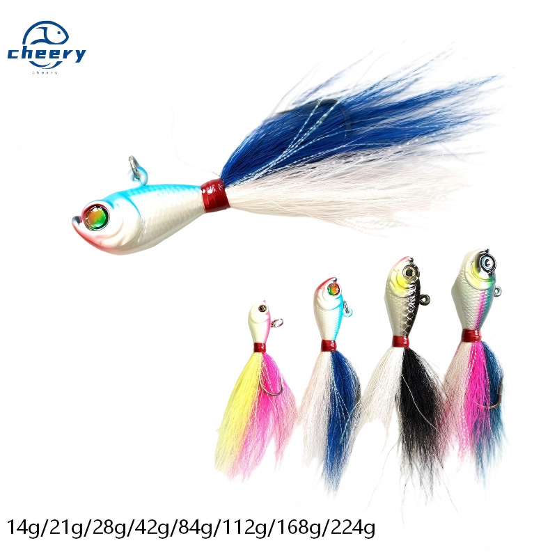 Jig Head Lead Bucktail 84g Hand Tied Bucktail with Mylar Accents Super Strong Black Nickle Saltwater Hooks Fishing Lures – Metal Lure – view 1