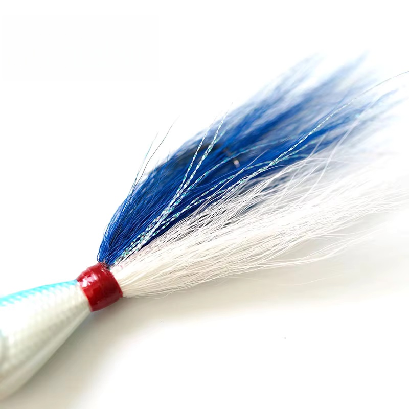 Jig Head Lead Bucktail 84g Hand Tied Bucktail with Mylar Accents Super Strong Black Nickle Saltwater Hooks Fishing Lures – Metal Lure – view 4