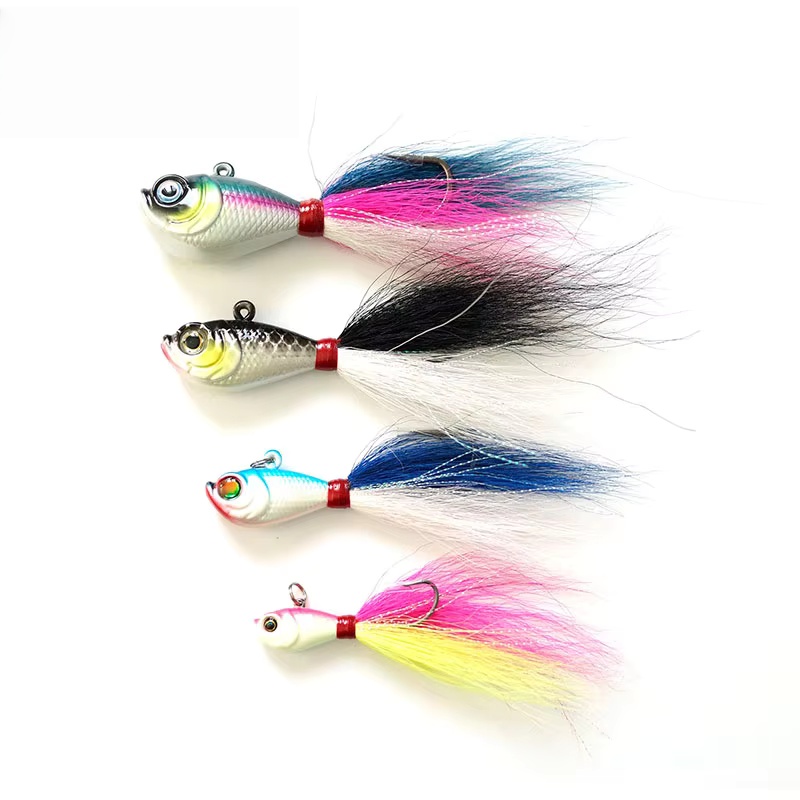 Jig Head Lead Bucktail 84g Hand Tied Bucktail with Mylar Accents Super Strong Black Nickle Saltwater Hooks Fishing Lures – Metal Lure – view 2