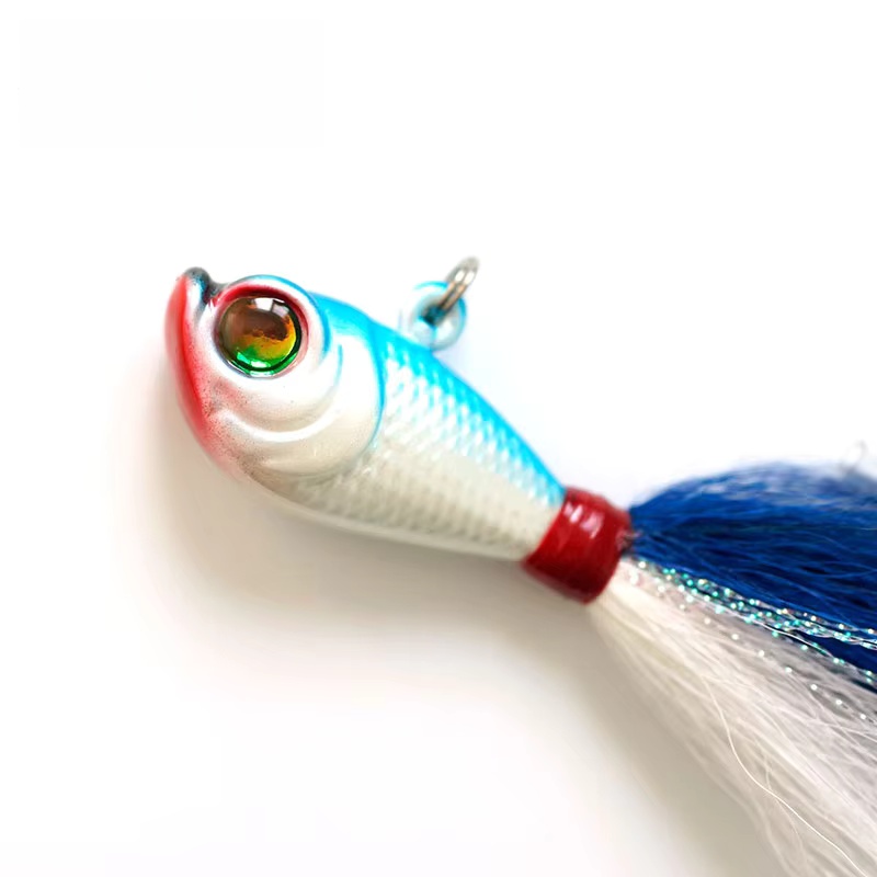 Jig Head Lead Bucktail 84g Hand Tied Bucktail with Mylar Accents Super Strong Black Nickle Saltwater Hooks Fishing Lures – Metal Lure – view 3