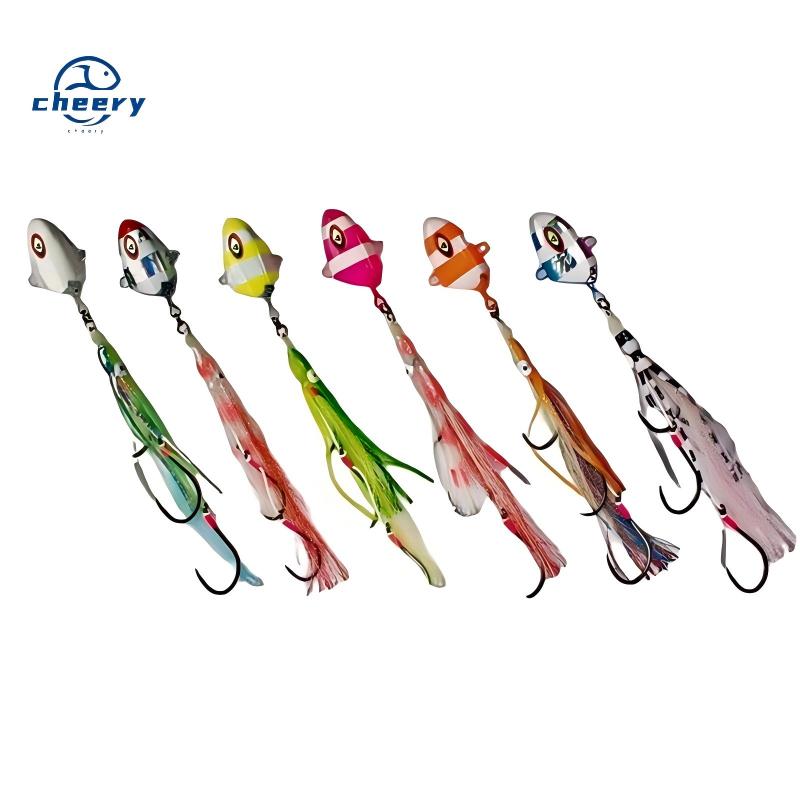 CHEERY J18+HK025 100g 150g 200g 250g 300g Saltwater Fishing Metal Jigging Lure Inchiku Hard Metal Jig Bait with Squid Skirt Hook – Metal Lure – view 1