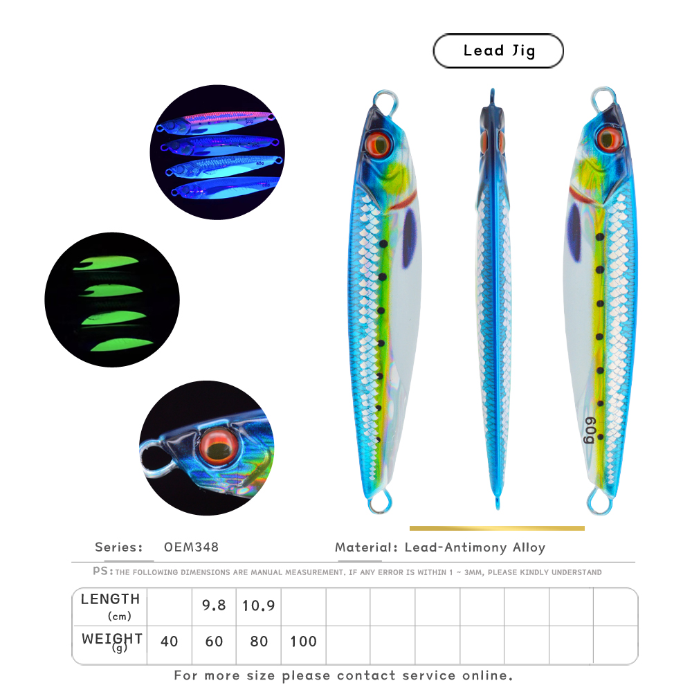 CHEERY 40g 60g 80g UV Luminous Slow Saltwater Fishing Metal Jig Lure Major Craft-jigpara Slim 3D Printed with Scale – Metal Lure – view 3