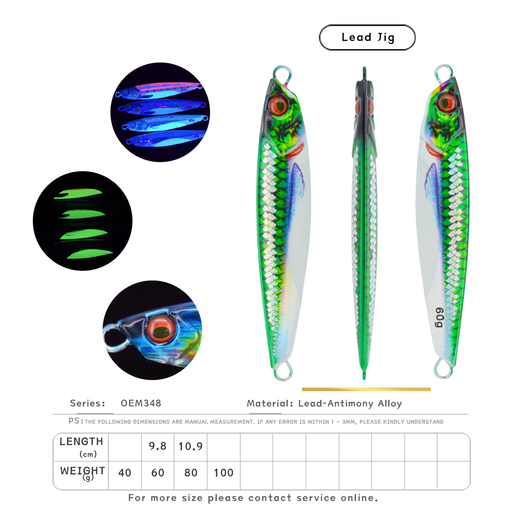 40g 60g 80g 3D Printed with Scale Slow Saltwater Fishing Jig Lure Metal Bait Major Craft-jigpara Slim – Metal Lure – view 3