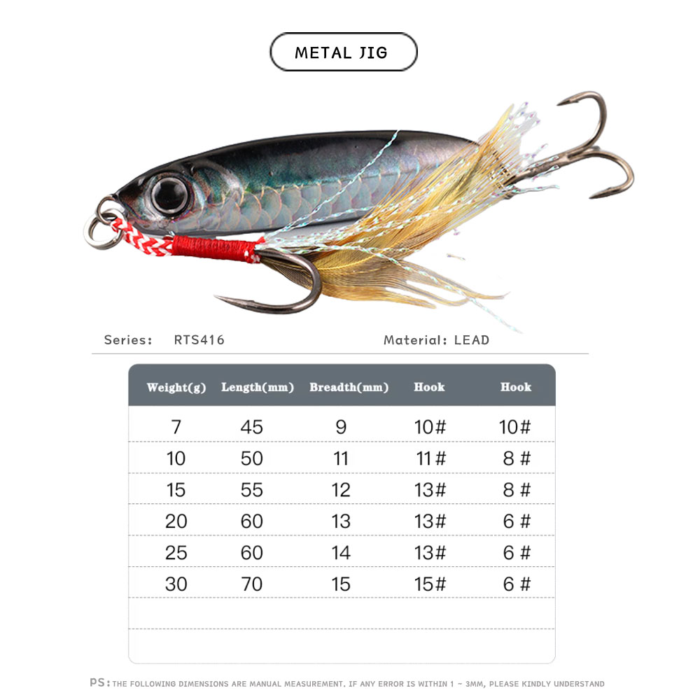 Cheery New Fashion Lifelike 7g/10g/15g/20g/25g/30g Fast Sinking Jigging Bait with Assisted and Feather Treble Hooks – Metal Lure – view 2