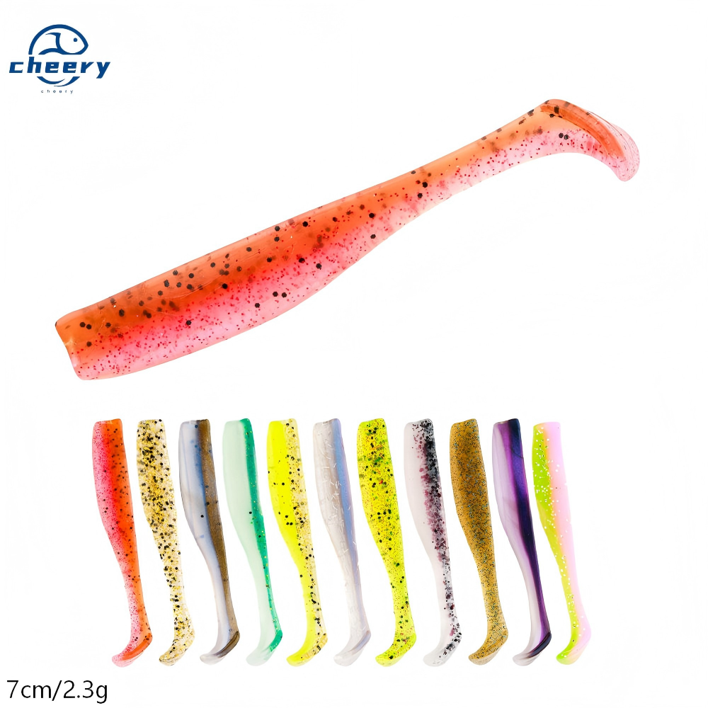 Cheery 70mm 2.3g Floating Soft Fishing Paddle Tail Lure Slim Swim Bait T Tail Soft Plastic Fishing Lure – Worms & Grubs – view 1