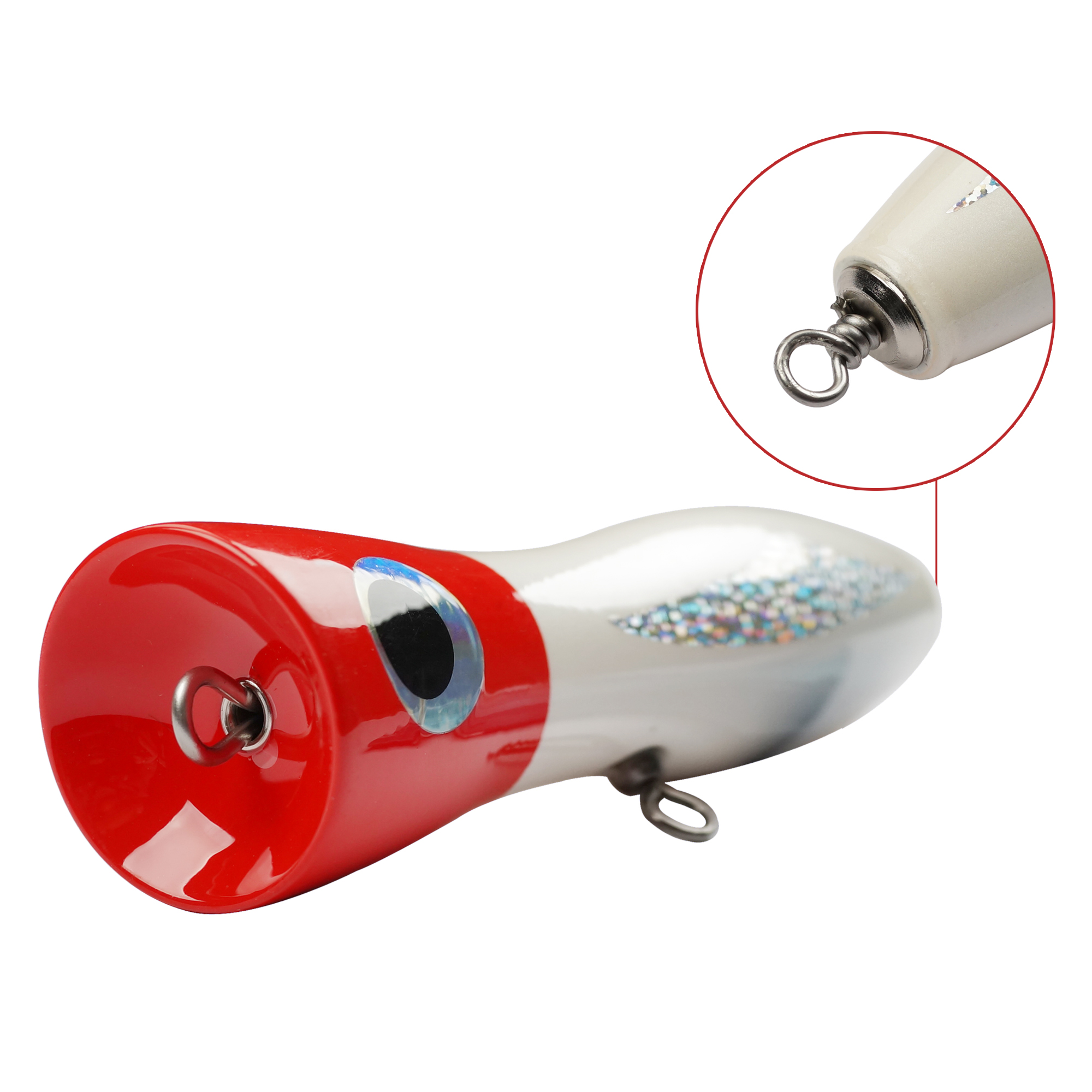 70g Hot Selling Popper Wooden Lure Red Head Fishing Hard Bait Topwater Cedar Plug – Popper – view 5