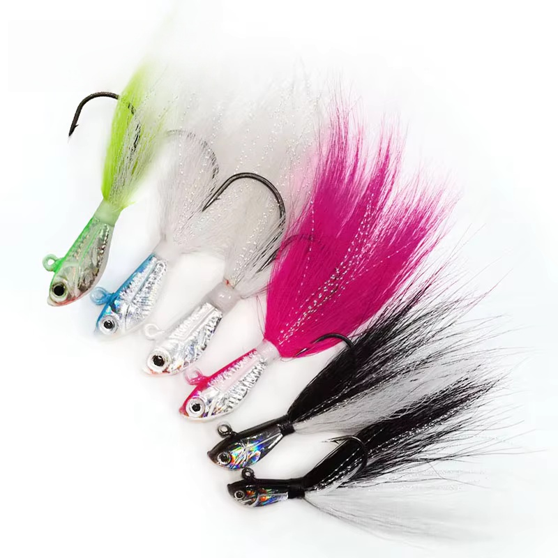 Wholesale 1oz Jig Head Bucktail Fishing Lures Black Wholesale White – Metal Lure – view 2