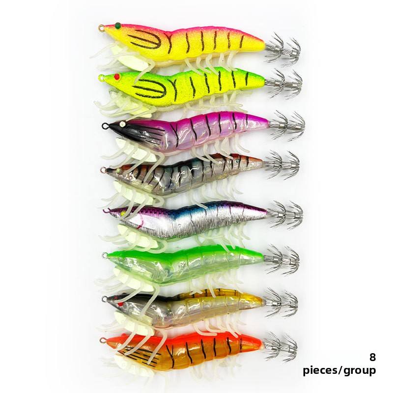 Cheery New Luminous Squid Hook Realistic Bait Shrimp Lure with Soft Feet Plastic Fishing Lure – Wood Shrimp – view 1