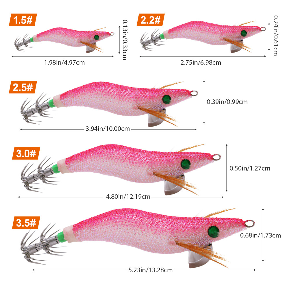 Cheery Luminous Silicone Squid Jig and Shrimp Egi Lure 65mm 79mm 93mm Artificial Hard Bait for River Fishing – Wood Shrimp – view 4