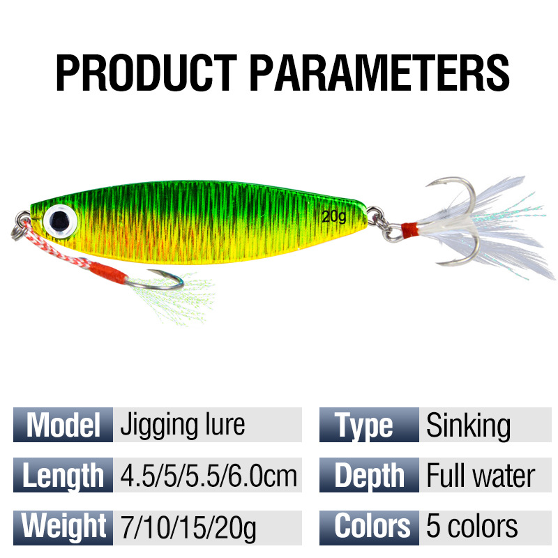 CHEERY Ima Model Freshwater Sea Fishing Bait Lead Long Casting 20g Iron Plate Sequin Fish Lure Carp Target Bare Plate Gear – Metal Lure – view 4