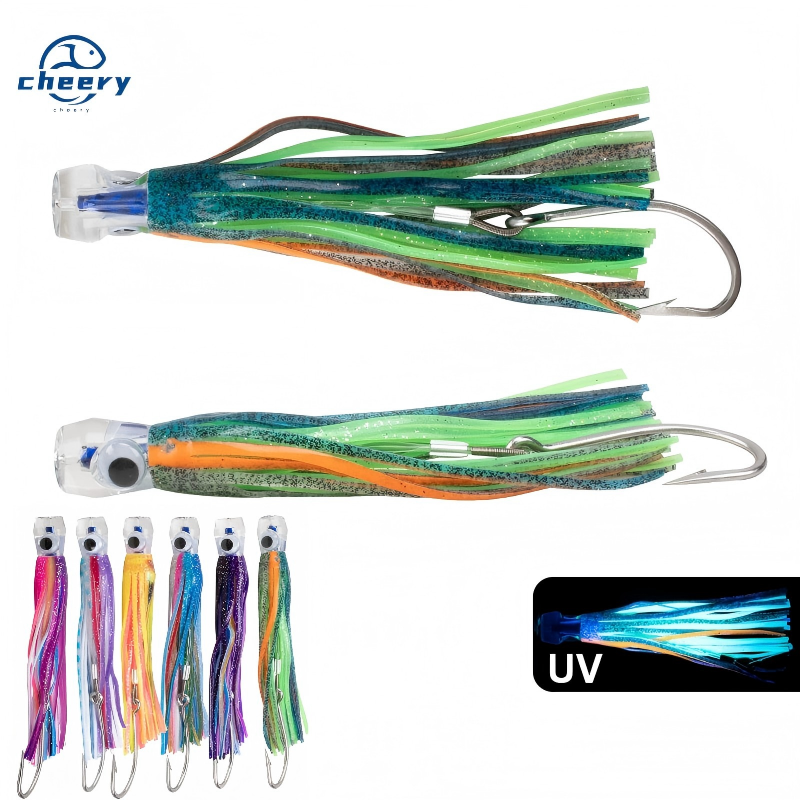 Cheery 10.5 Inches 170g HighQuality Tuna Resin Head Wahoo Fishing Trolling Lure Marlin Lure Soft Bait for Ocean Sea Boat Fishing – Octopus Skirt – view 1