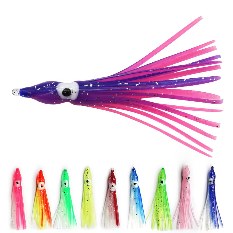 5pcs 5-30cm Mixed Colors Rubber Squid Skirts Octopus Soft Fishing Lures for Float Sea Fishing Target Species Shark Lakes Oceans – Octopus Skirt – view 1