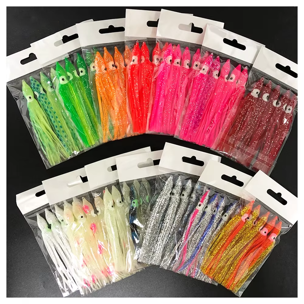 10cm Luminous Silicone and Plastic Squid Lure Octopus Skirt Soft Trolling Fishing Bait for Ocean Boat Fishing – Octopus Skirt – view 3