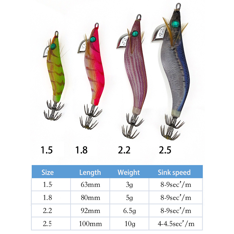 CHEERY Wholesale Japanese Luminous Squid Jig Shrimp Lure EGI Glow Wood 3.5# for River Bat Fishing 15g Metal Fishing Gear – Wood Shrimp – view 3