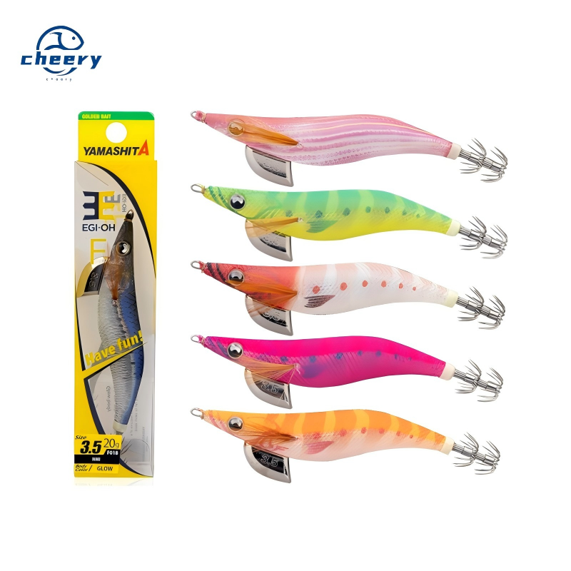 CHEERY Wholesale Japanese Luminous Squid Jig Shrimp Lure EGI Glow Wood 3.5# for River Bat Fishing 15g Metal Fishing Gear – Wood Shrimp – view 1