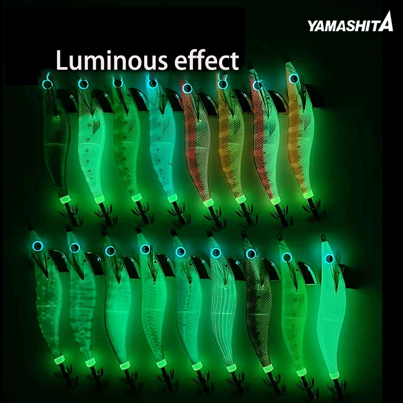 CHEERY Wholesale Japanese Luminous Squid Jig Shrimp Lure EGI Glow Wood 3.5# for River Bat Fishing 15g Metal Fishing Gear – Wood Shrimp – view 2