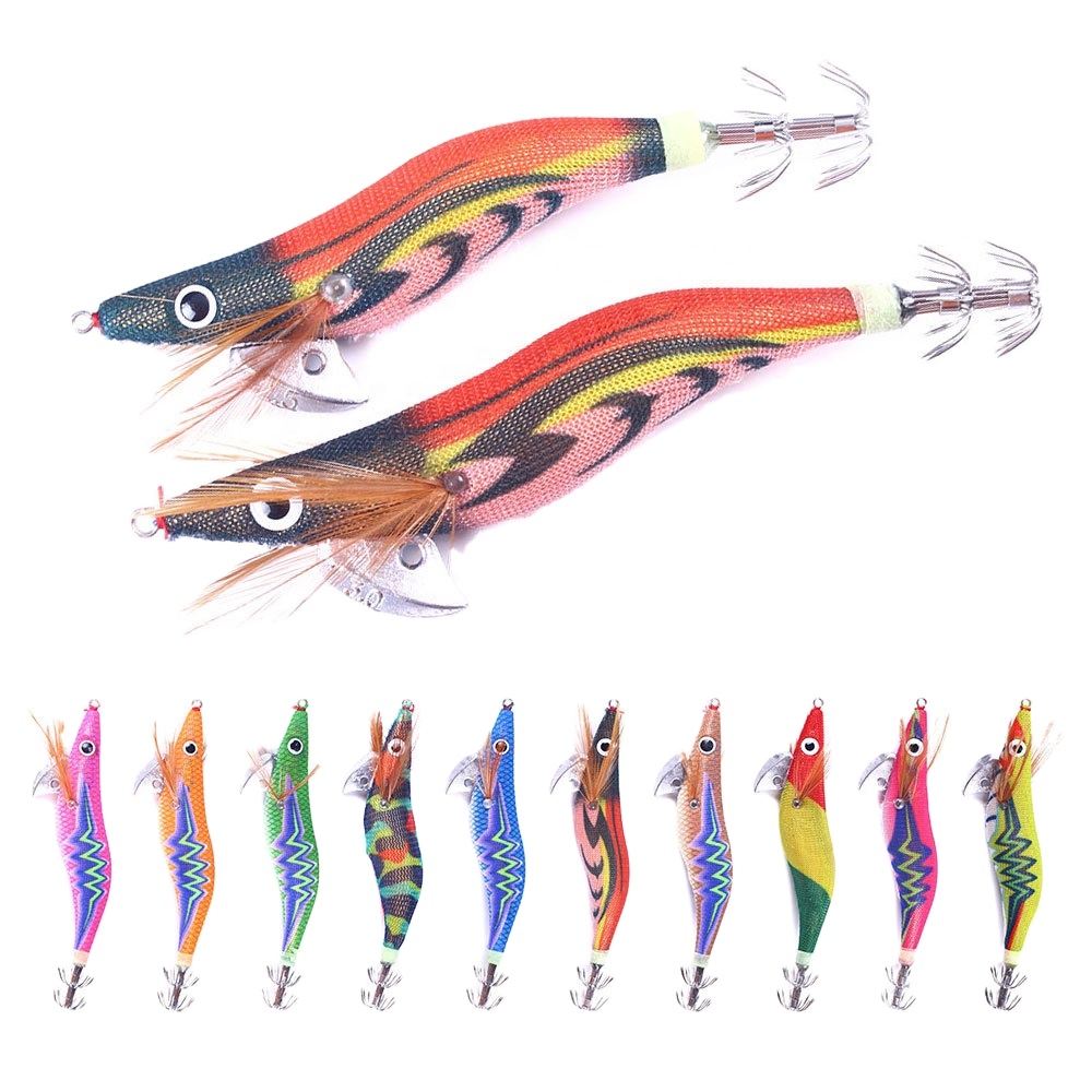 12g 14g Shrimp Jigging Fishing Lure Hard Plastic Squid Jig Saltwater Sinking Squid Jig – Wood Shrimp – view 1