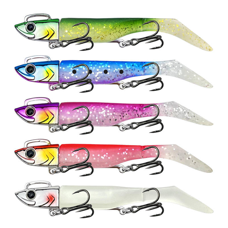 New Arrival Luminous Jig Head Soft T Tail Bass Fishing Lure 30g/37g/43g Saltwater Jigging Rubber Bait Artificial Lead Soft Bait – Soft Lure – view 1
