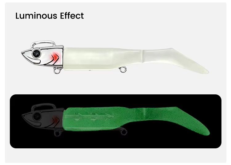 New Arrival Luminous Jig Head Soft T Tail Bass Fishing Lure 30g/37g/43g Saltwater Jigging Rubber Bait Artificial Lead Soft Bait – Soft Lure – view 4